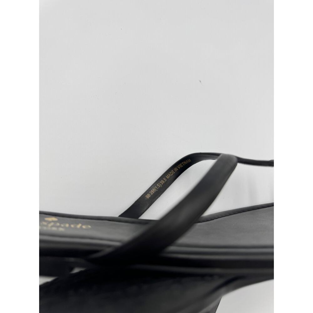 Kate Spade Pamela Black Napa Leather Heart Thong Sandal Flat Slide 9 39.5 Resort - Picture 4 of 13